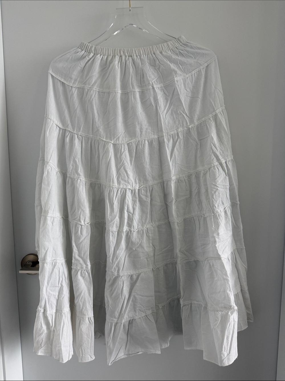 White Tiered Boho Skirt - Lightweight Women's Skirt